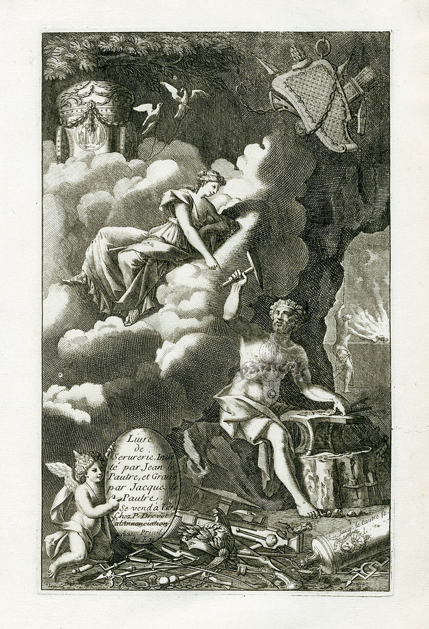 Jean Le Pautre 1751 copper plate engravings of decorative statues, buildings, and art nouveaux design