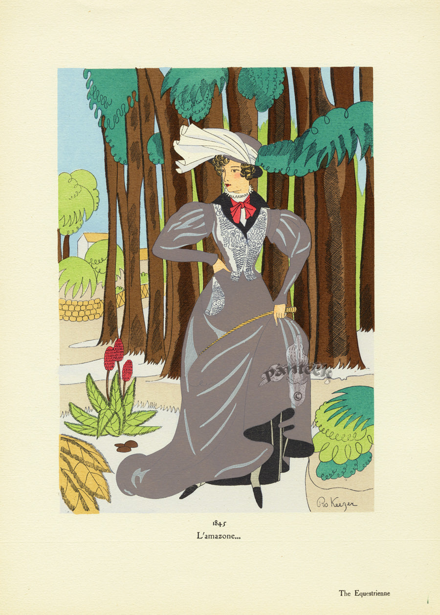 These Keezer original pochoir prints show the elegance of French fashion of the Romantic Age of 1830