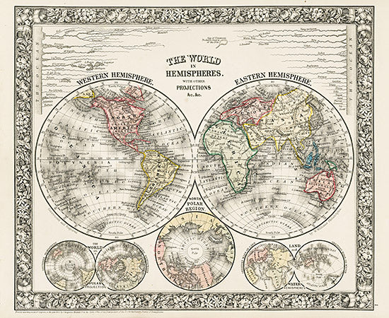 Mitchell hand colored antique American map from New General Atlas 1865