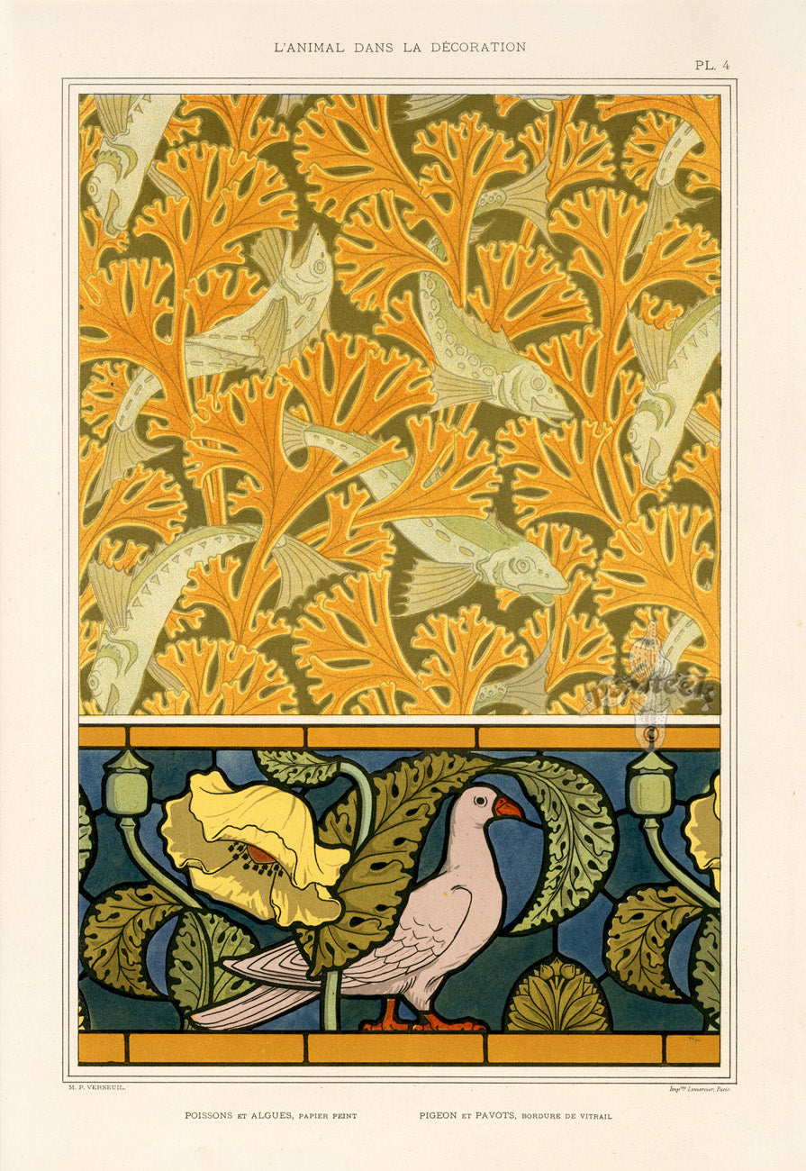 Verneuil & Grasset Art Nouveau Animal pochoir Prints