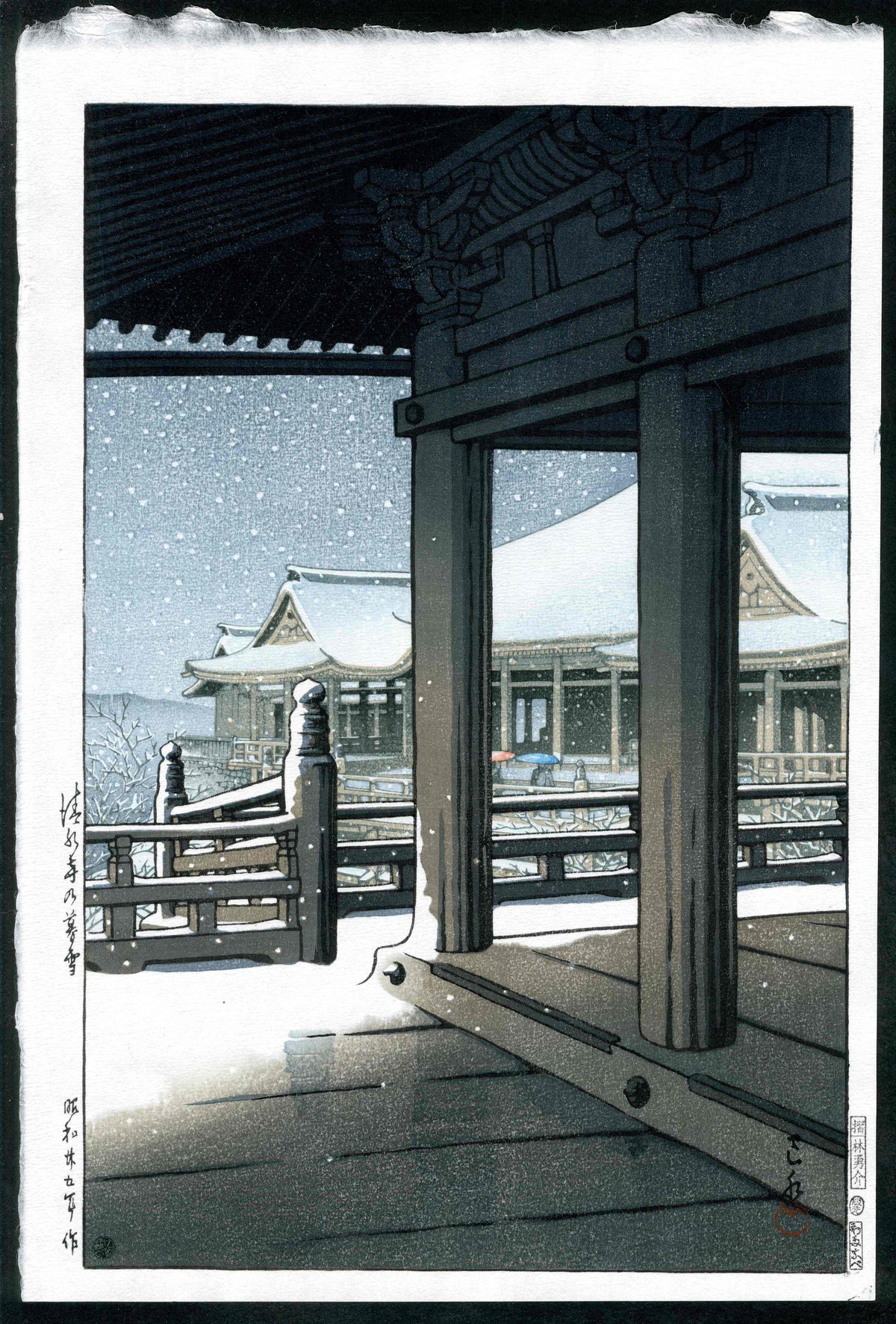 Evening Snow Fall at Kiyomizu Temple 1950
