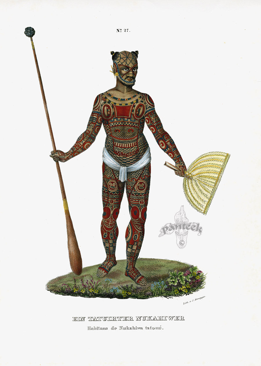 Bodmer Indigenous Peoples of the World Antique Print 1845 Nukahewa