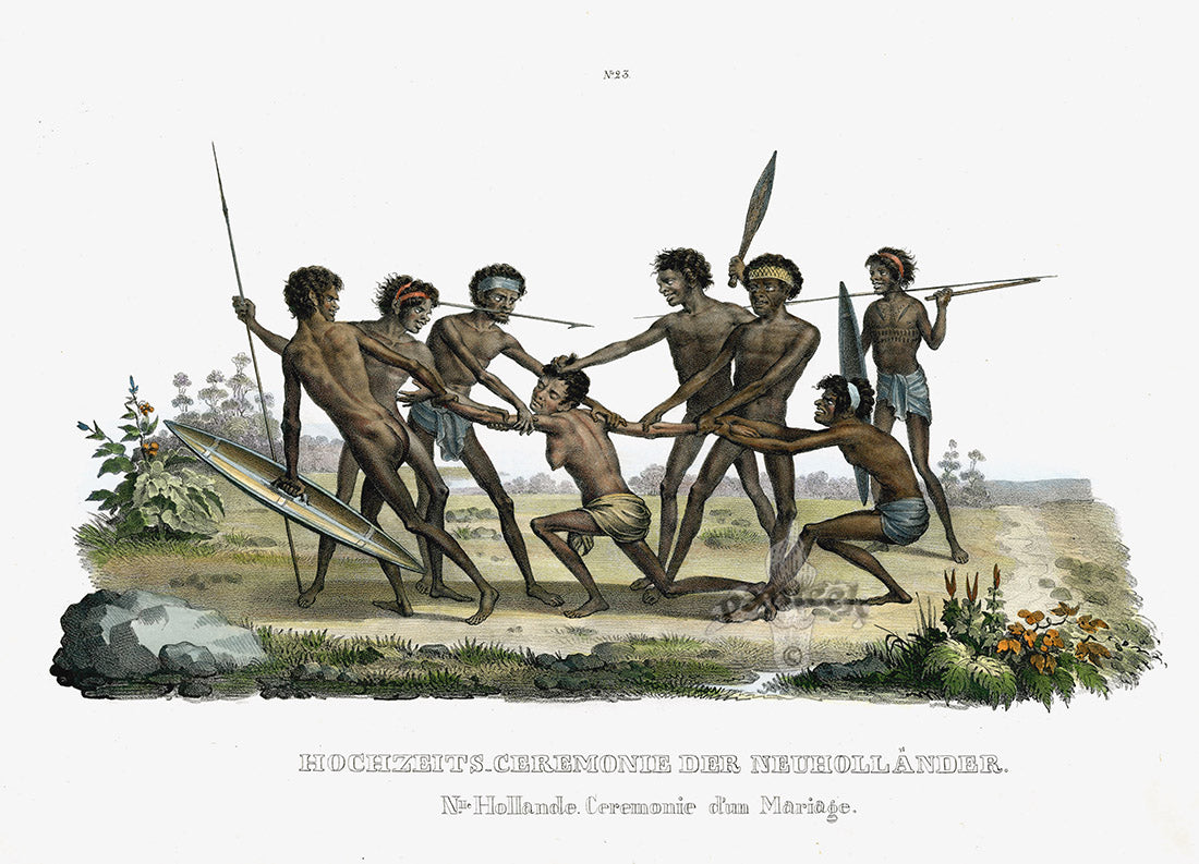 Bodmer Indigenous Peoples of the World Antique Print 1845 Wedding