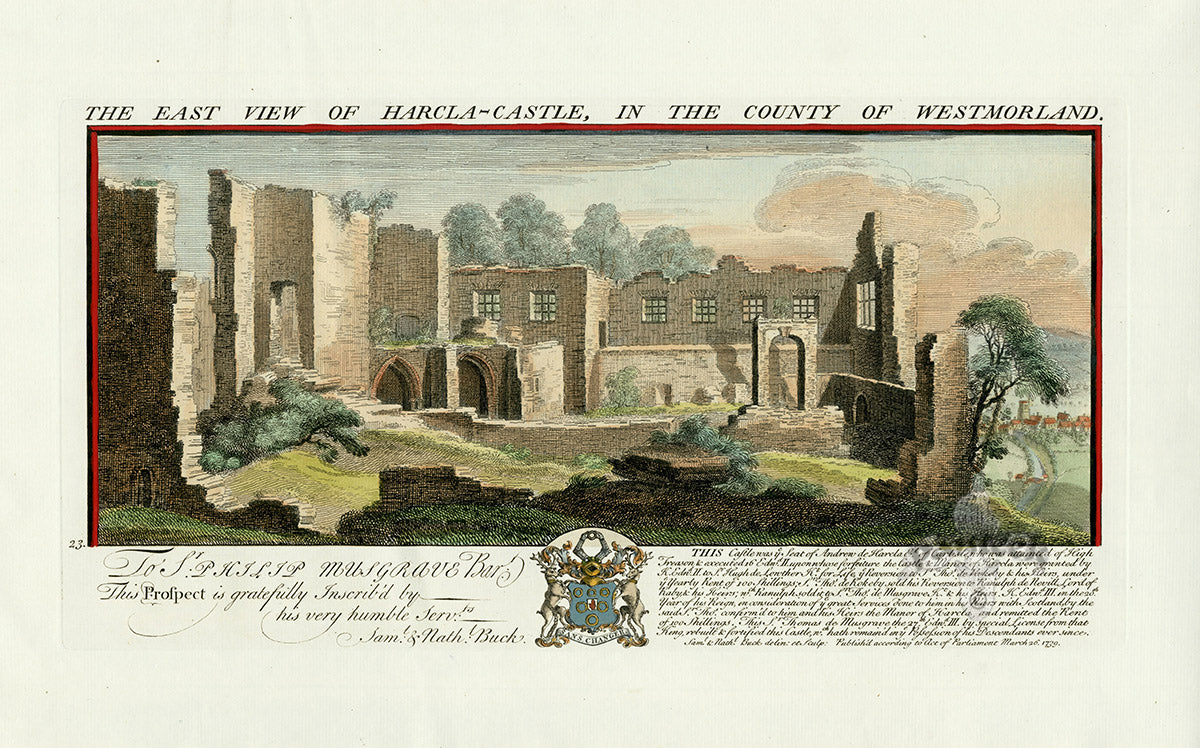 Buck Ruins of Castles & Abbeys in England 1726 Harcla-Castle
