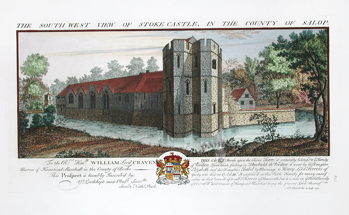 Buck Ruins of Castles & Abbeys in England 1726 Stoke Castle