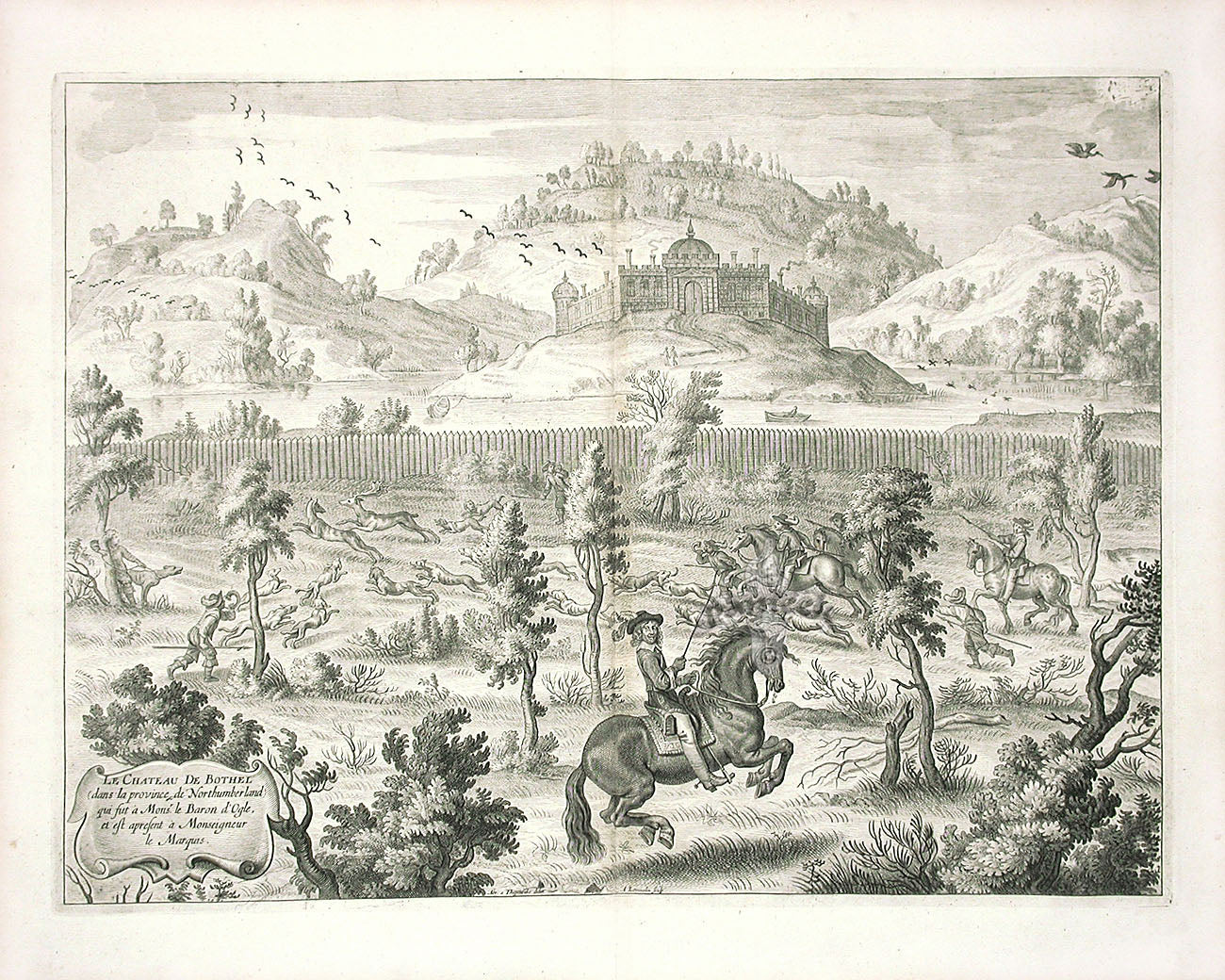 Cavendish General System of Horsemanship Print 1743 Bothel Castle