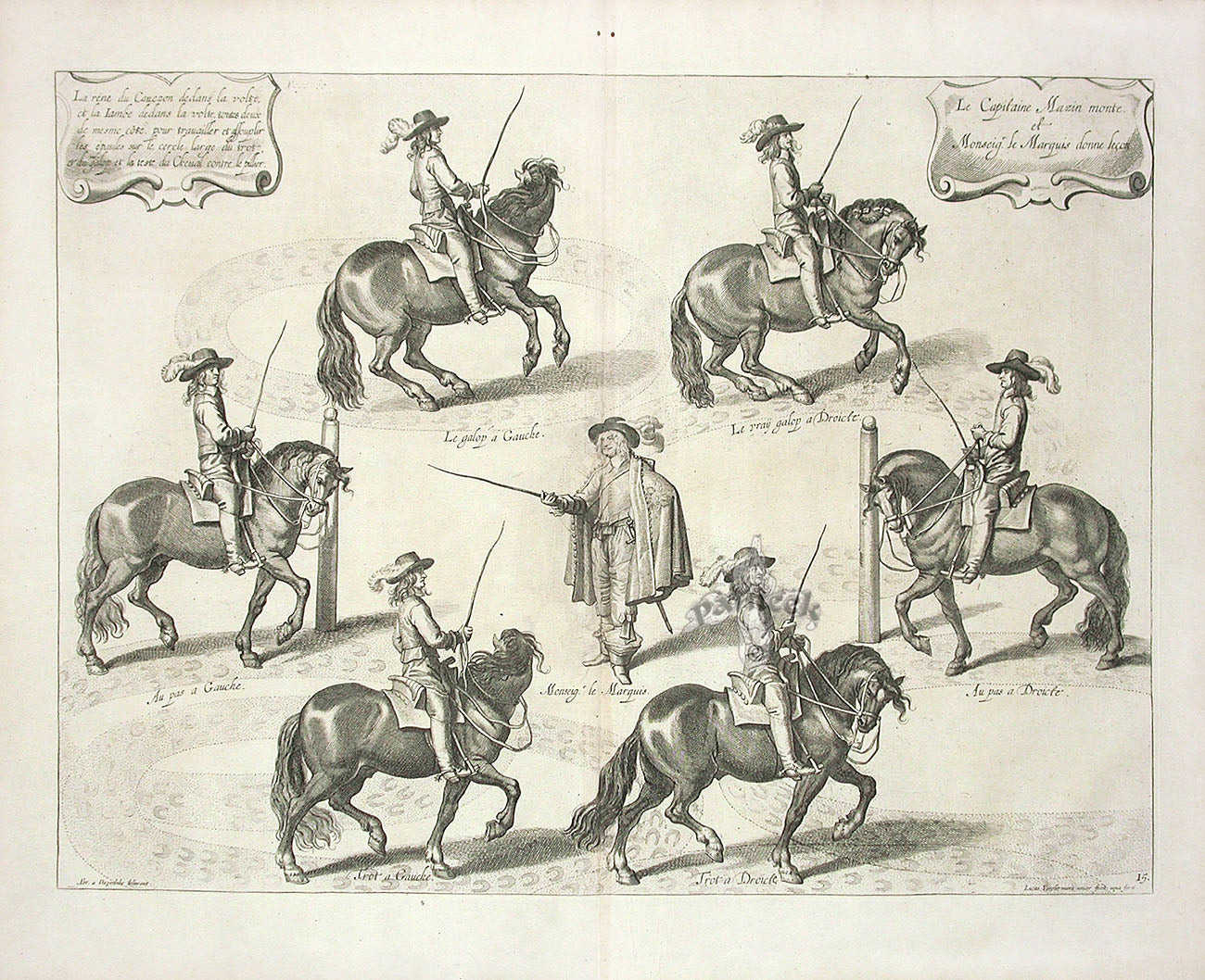 Cavendish General System of Horsemanship Print 1743 Capitain Mazin