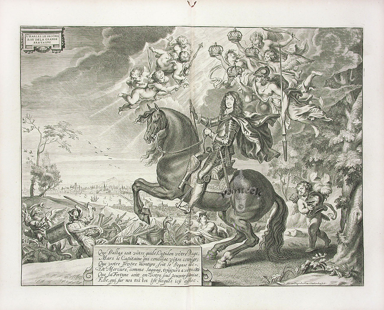 Cavendish General System of Horsemanship Print 1743 Charles II
