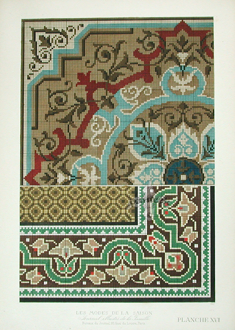 D'ouvrages De Fantaisie Deco Antique Print Home Furnishing Geometric