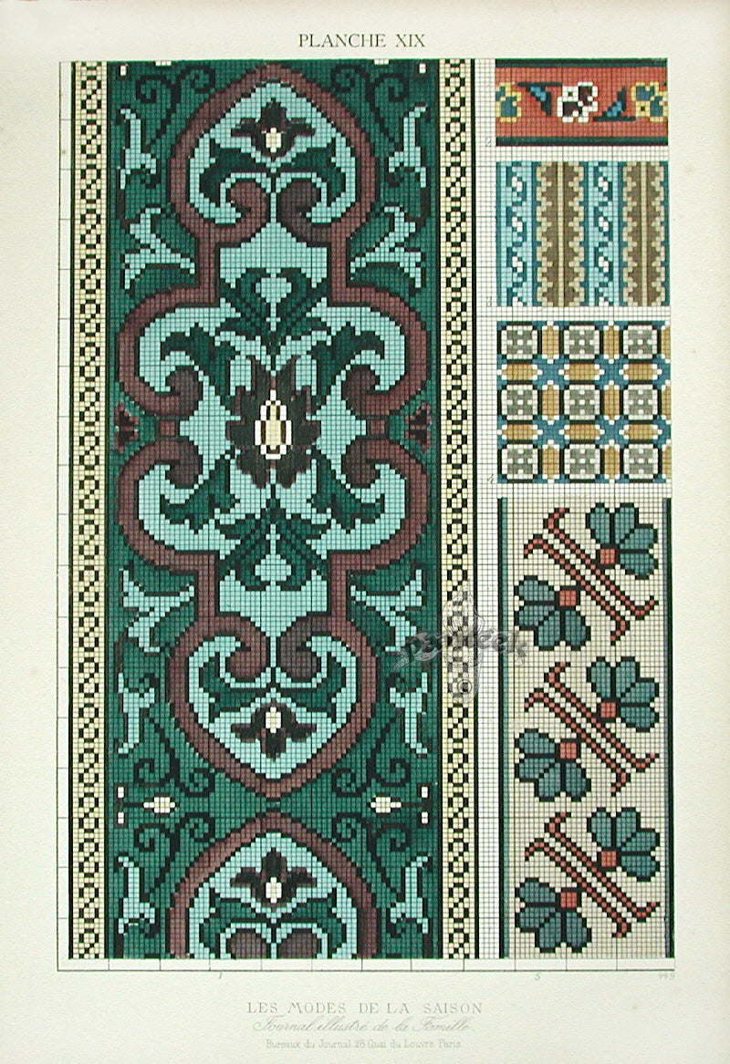 D'ouvrages De Fantaisie Deco Antique Print Home Furnishing Leaf