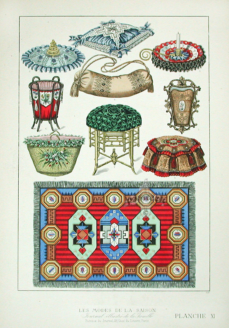 D'ouvrages De Fantaisie Deco Antique Print Home Furnishing Rug