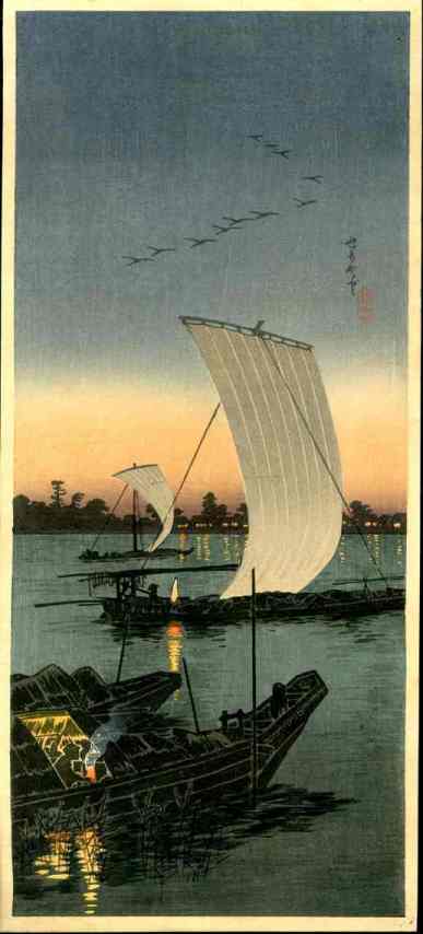 Fishing Boats by Hiroaki Takahashi 1924 Lifetime Edition Print