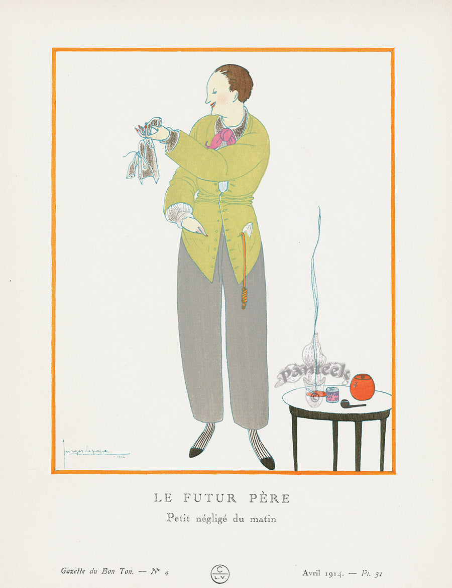 Gazette du Bon Ton 1912 Prints Le Futur Pere, Lepape