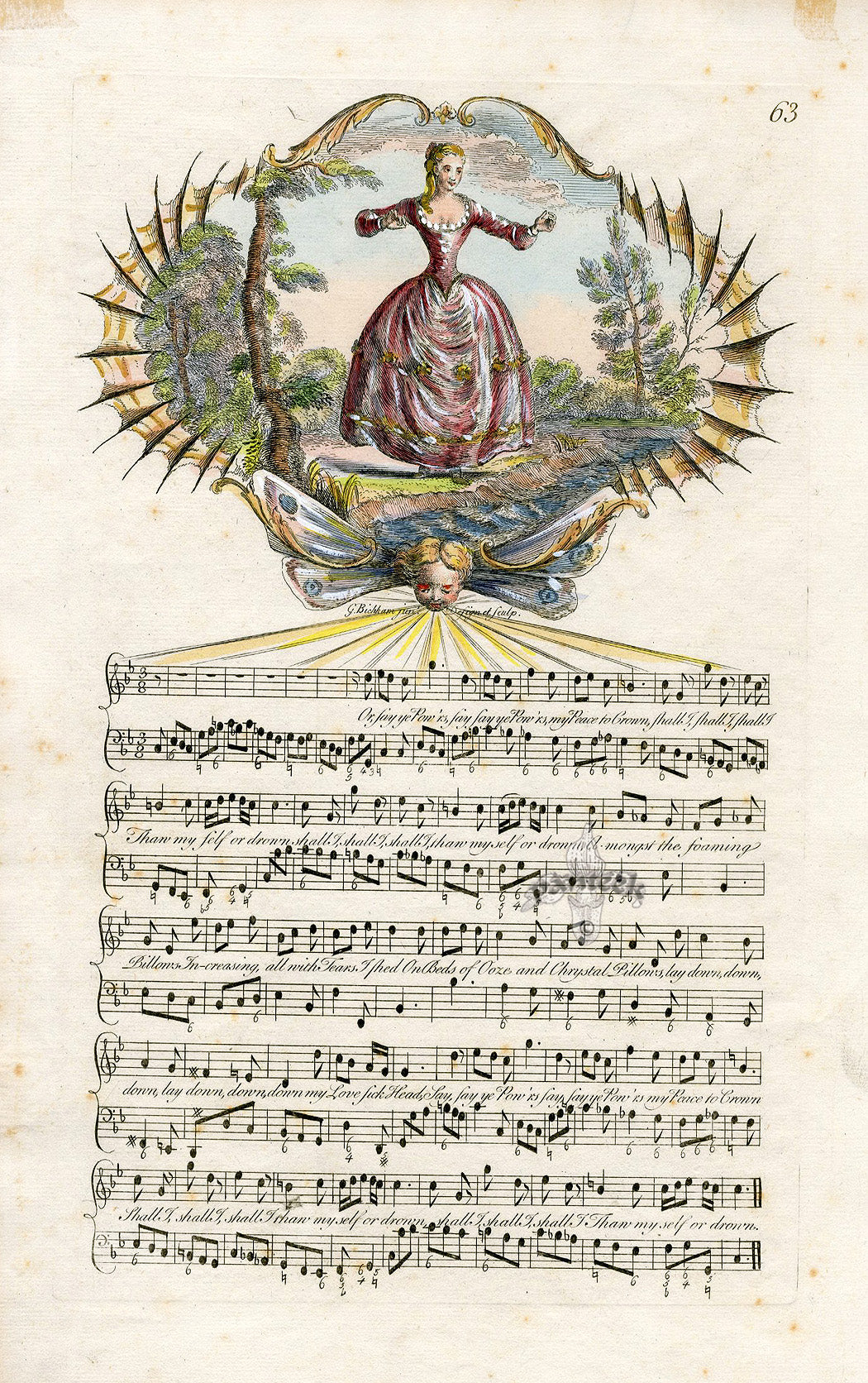 George Bickham 18th Century English Song Music Engraving Or, Say