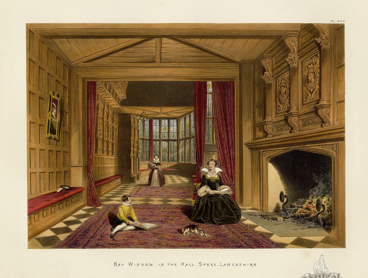 Nash Architecture Hand Colored Lithograph Speke Hall