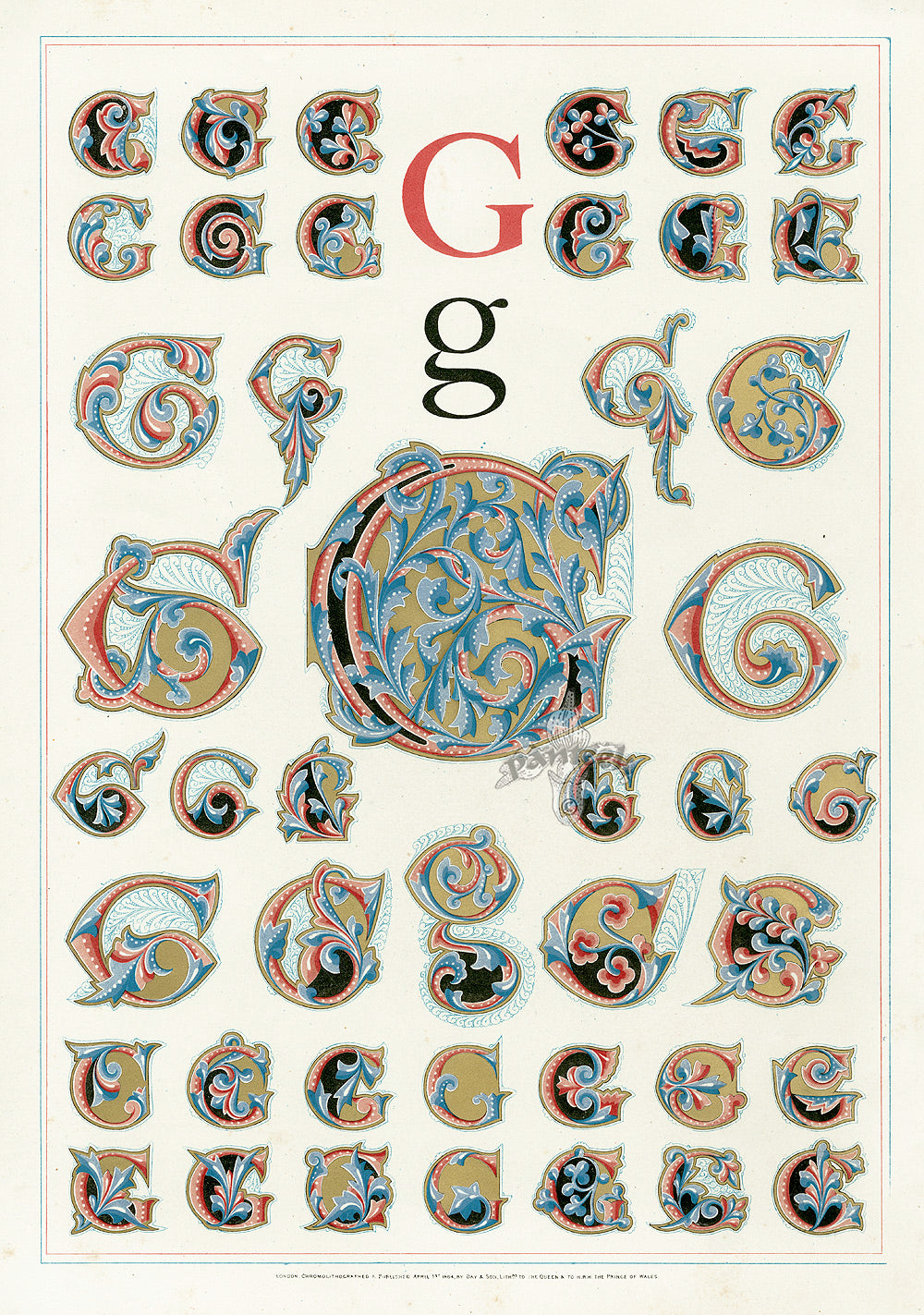 Owen Jones Initial Designs 1864 Print Letter G