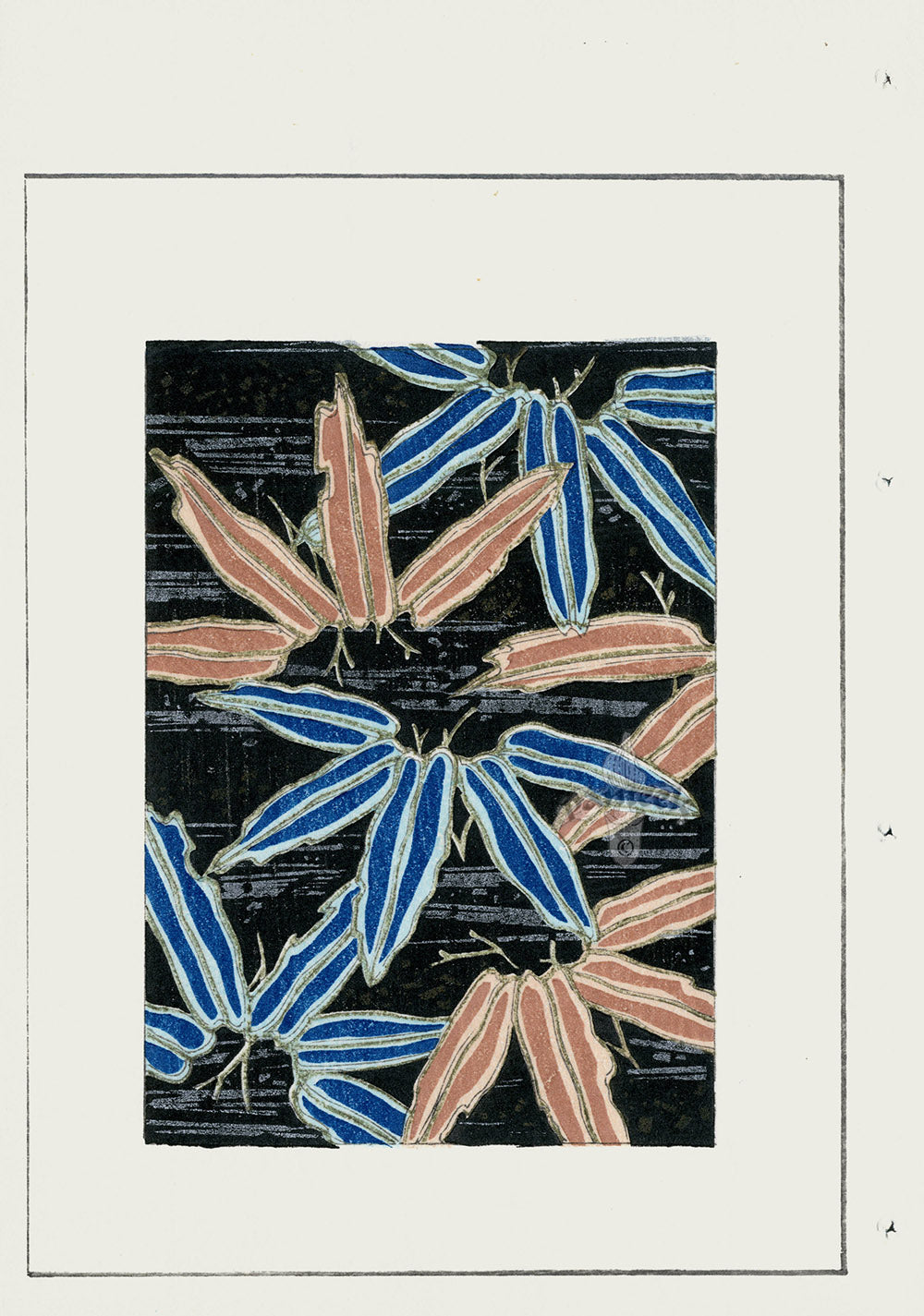 Shin-Bijutsukai Magazine Blue, Brown Leaves Design