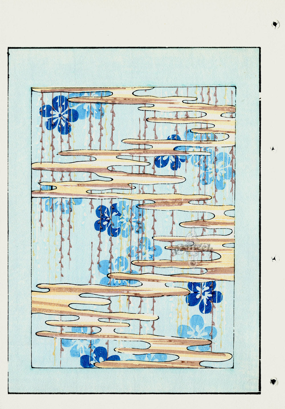 Shin-Bijutsukai Magazine Blue Flowers Design