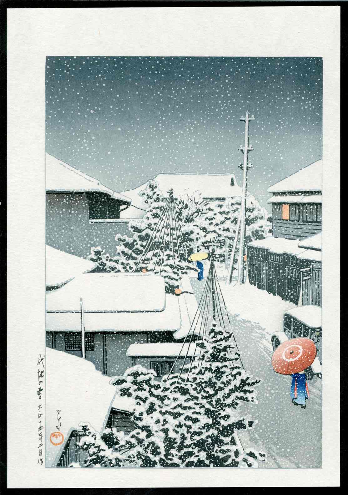 Snow at Daichi by Kawase Hasui 1925