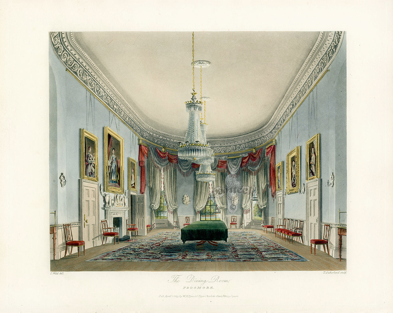 W.H. Pyne Prints 1819 Dining Room, Frogmore