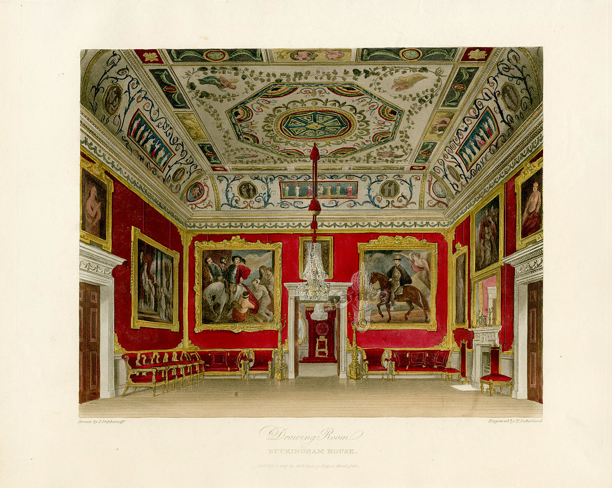 W.H. Pyne Prints 1819 Drawing Room, Buckingham House