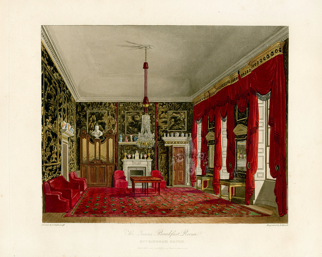 W.H. Pyne Prints 1819 Queen's Breakfast Room, Buckingham House