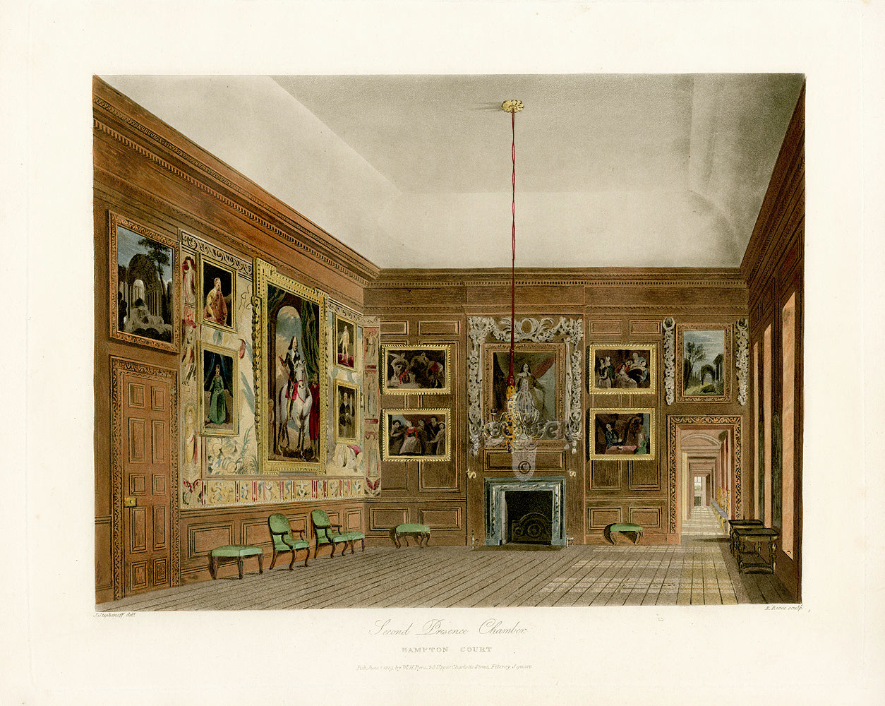 W.H. Pyne Prints 1819 Second Presence Chamber, Hampton Court