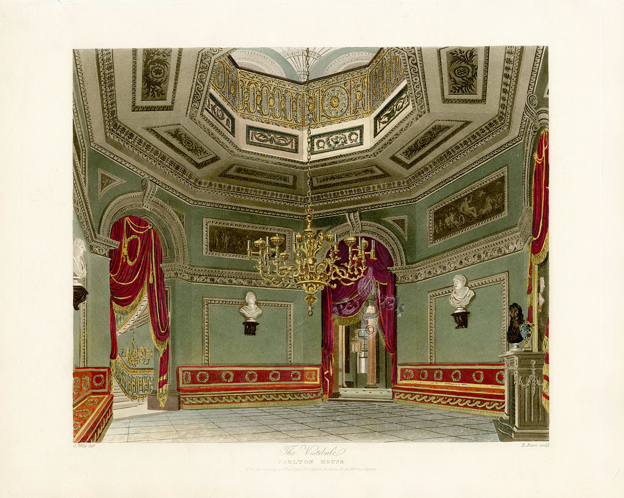 W.H. Pyne Prints 1819 Vestibule, Carlton House