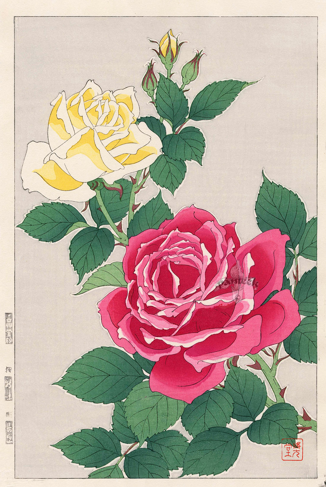 rose from shodo kawarazaki spring flower japanese woodblock prints
