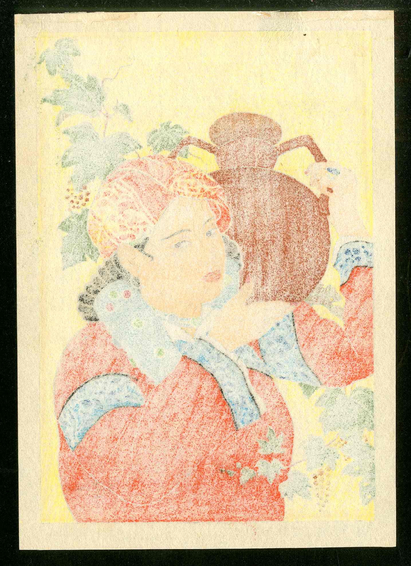 Paul Jacoulet Woodblock Print The Jug, La Cruche, Mongolie - Panteek Antique Prints