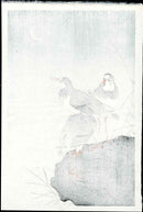 Koson Ohara 3 Plovers, Crescent Moon - Panteek Antique Prints