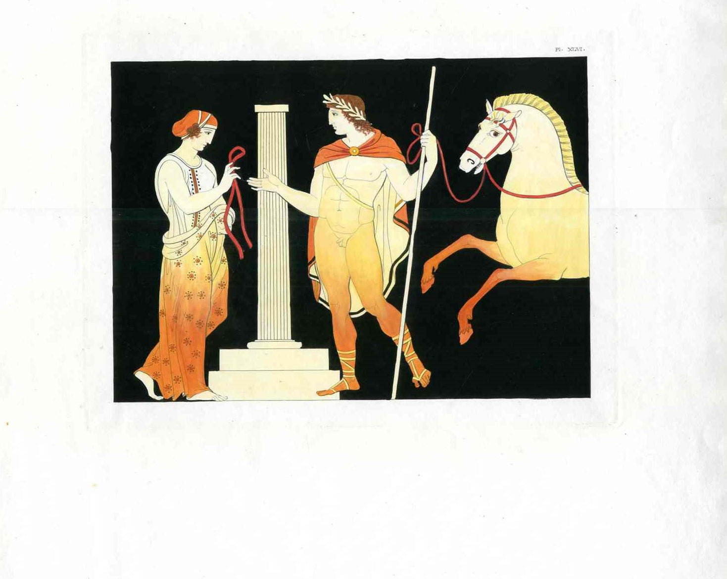 Millin Antique Folio Print 1808 Etruscan Vase Design Maiden, Horseman