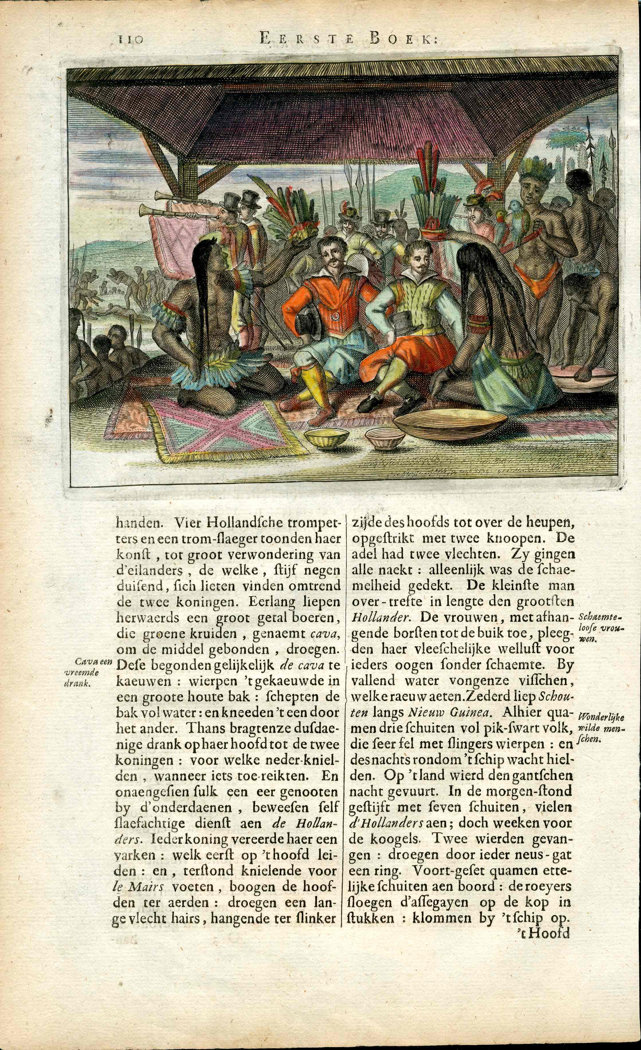 Montanus Original 1671 New World First Encounter - Panteek Antique Prints