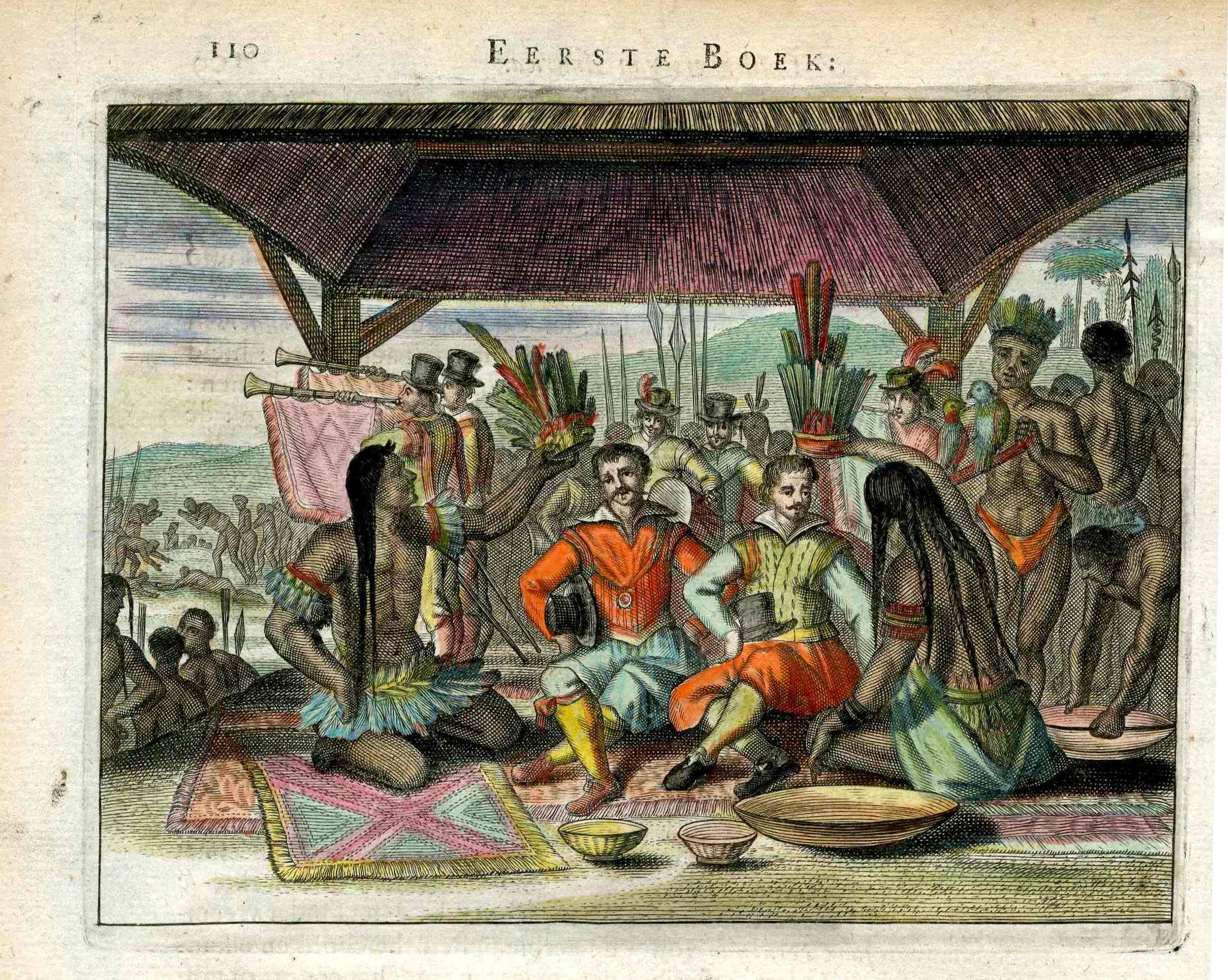 Montanus Original 1671 New World First Encounter