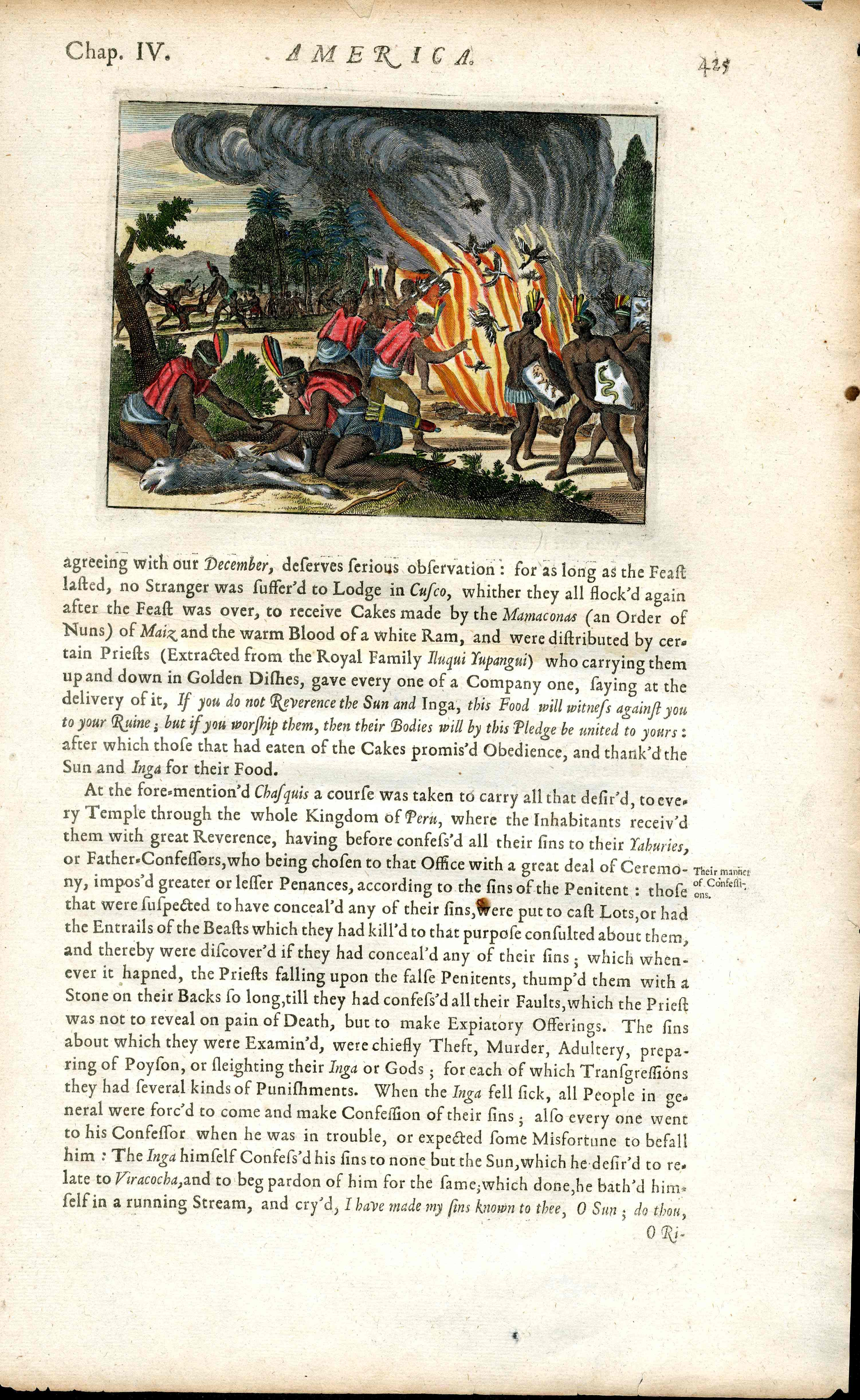 John Ogilby America 1671 Yagui Tribe Sacrifice Ram - Panteek Antique Prints