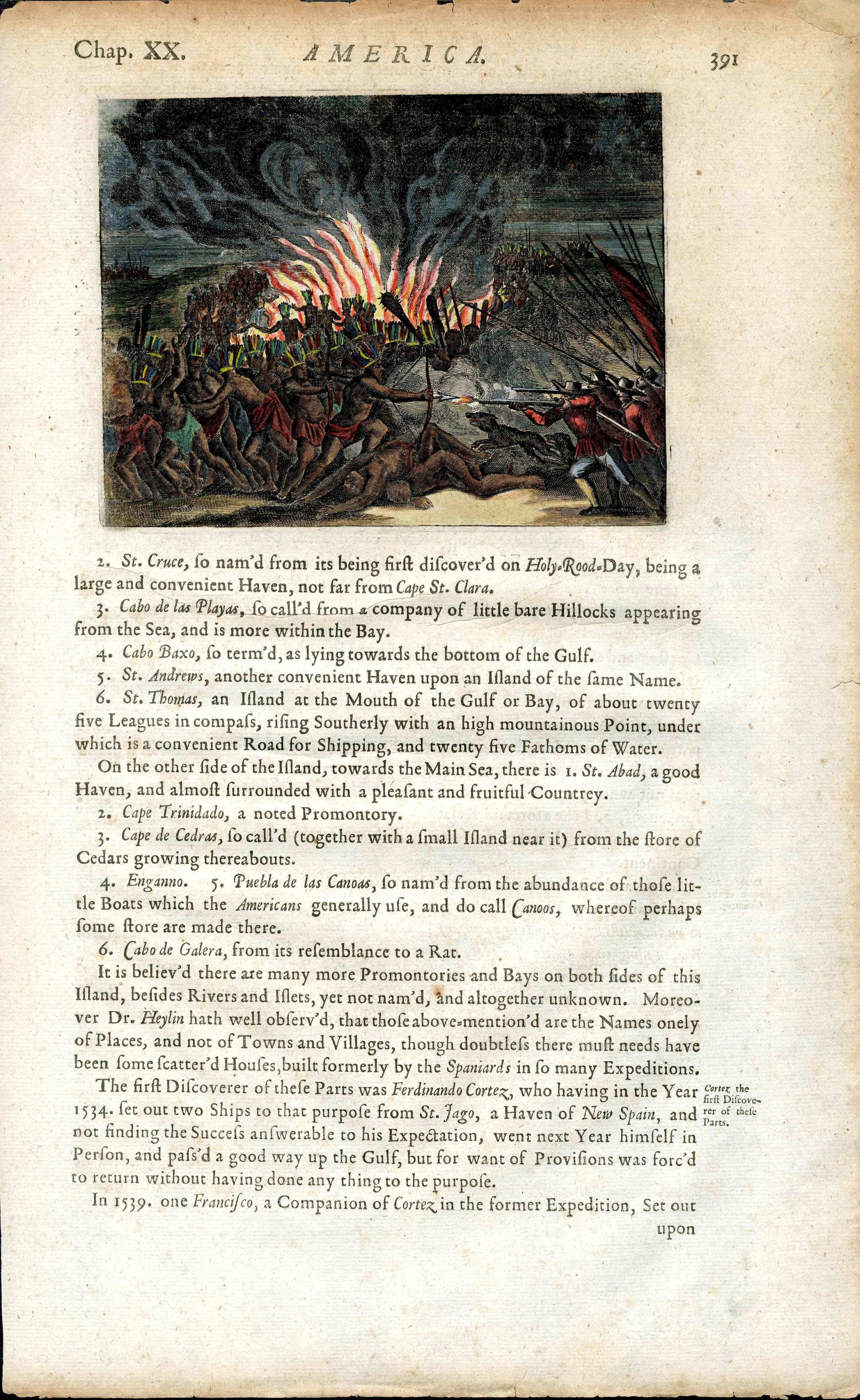 John Ogilby America 1671 Conquistador Villagra Battles Aztec - Panteek Antique Prints