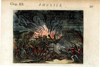 John Ogilby America 1671 Conquistador Villagra Battles Aztec - Panteek Antique Prints