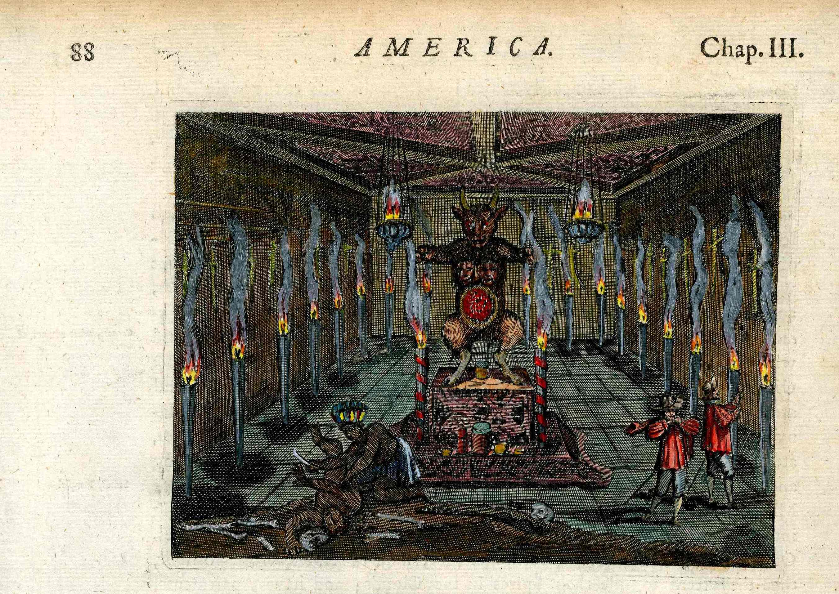 John Ogilby America 1671 Great Aztec Temple Montezuma