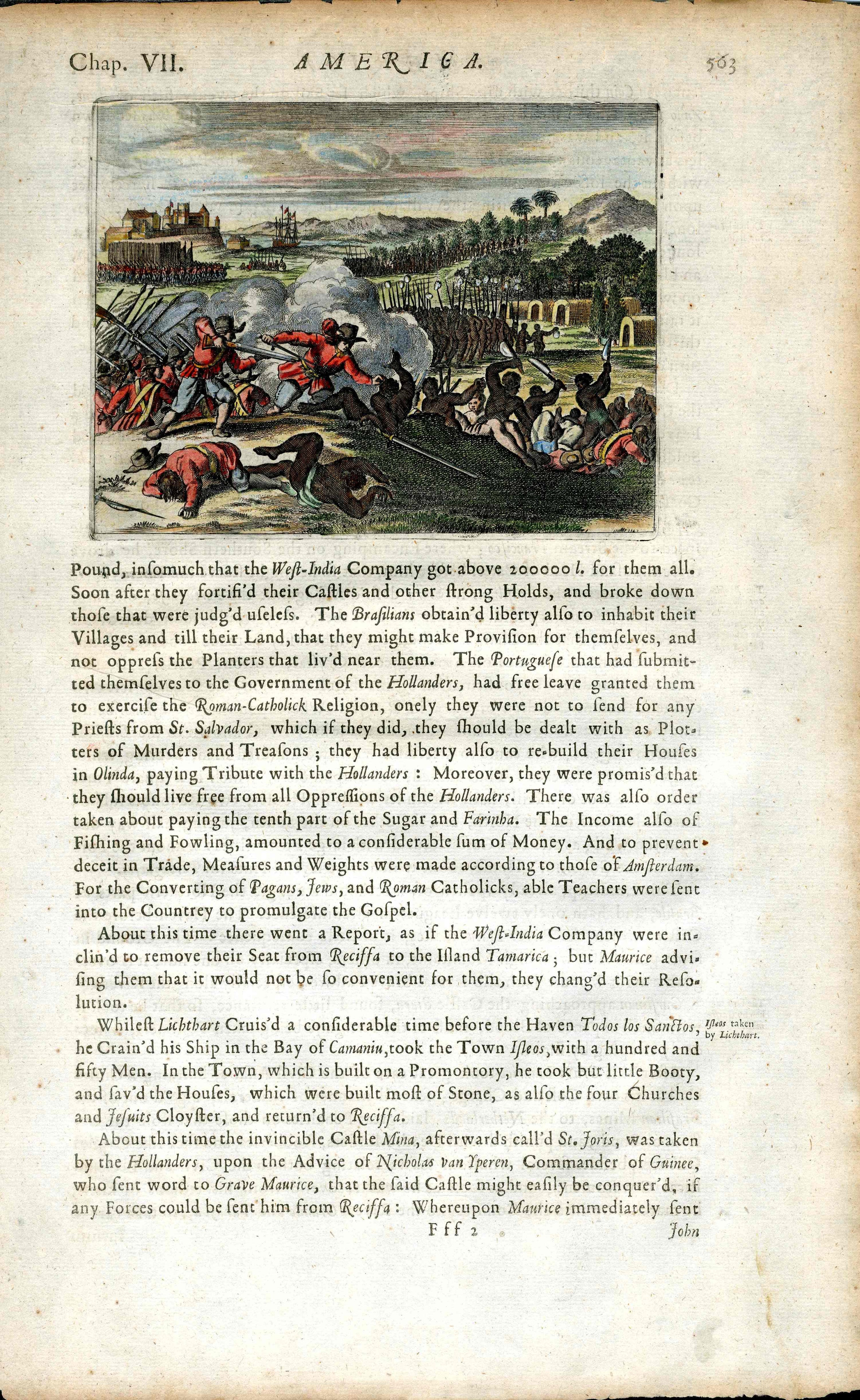 John Ogilby America 1671 Dutch Admiral Seizes Isleos,Bay Camanui