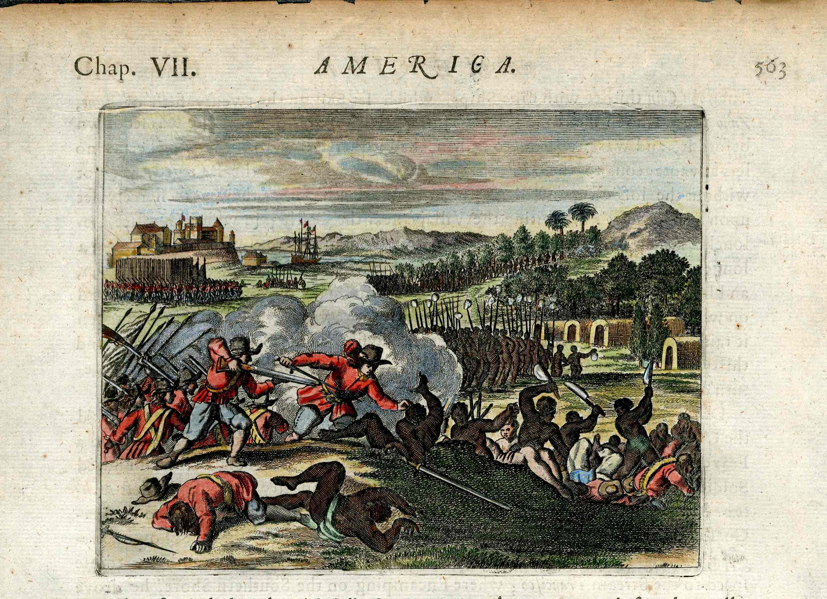 John Ogilby America 1671 Dutch Admiral Seizes Isleos,Bay Camanui