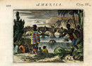 John Ogilby America 1671 Quito, Ecuador Tribes, Waterfall - Panteek Antique Prints