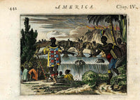 John Ogilby America 1671 Quito, Ecuador Tribes, Waterfall - Panteek Antique Prints