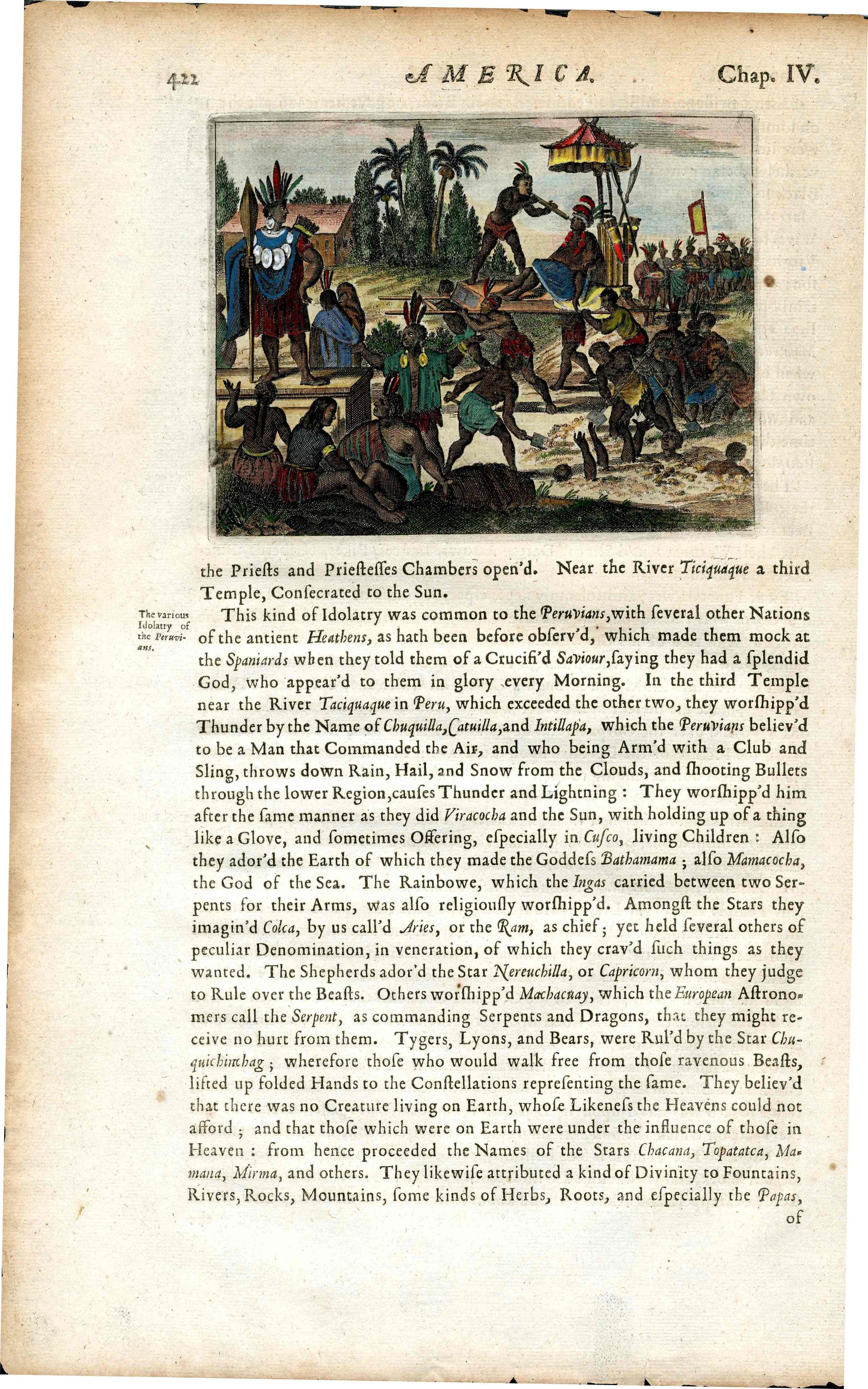 John Ogilby America 1671 Inca People Peru Religious Festival