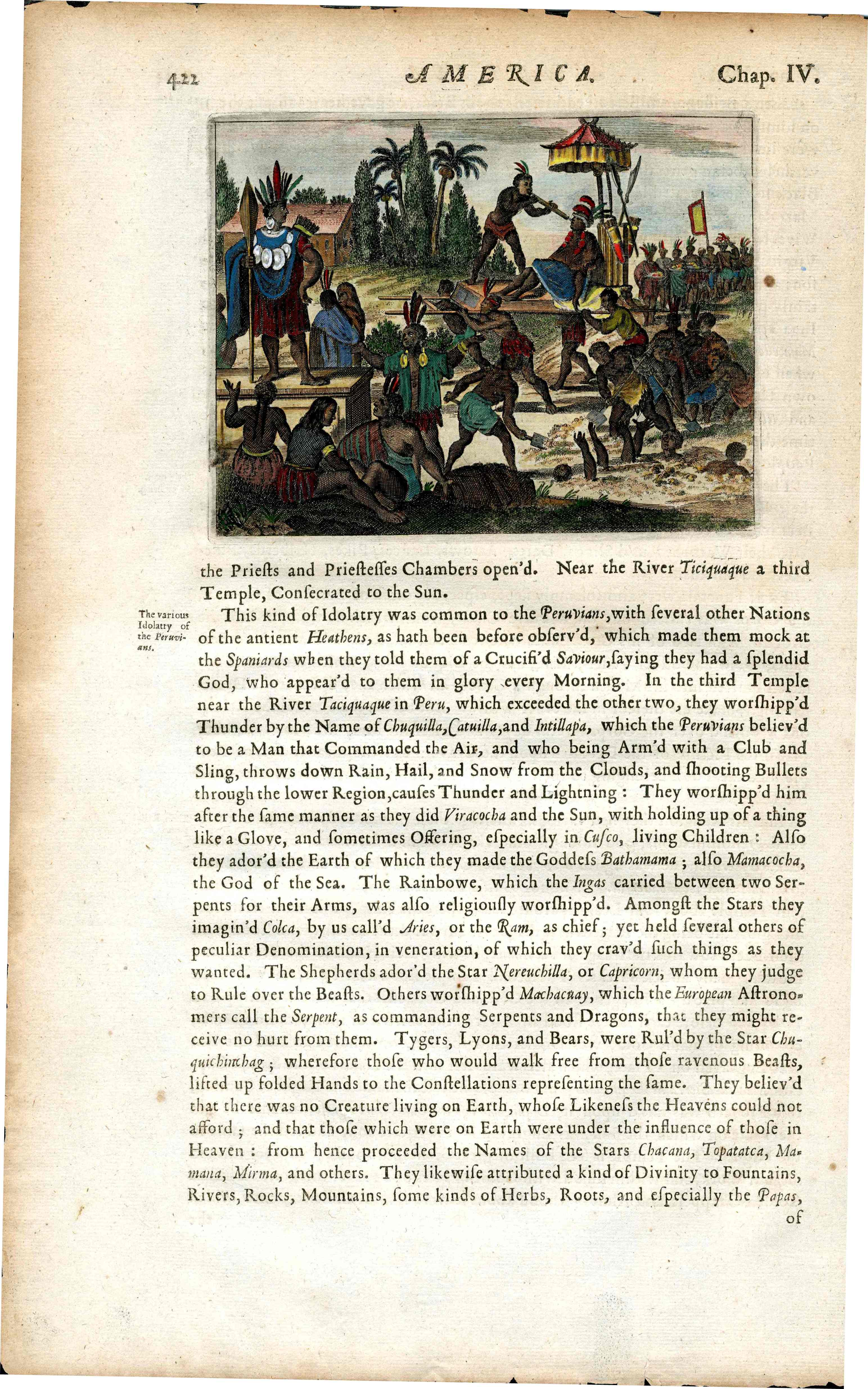 John Ogilby America 1671 Inca People Peru Religious Festival - Panteek Antique Prints