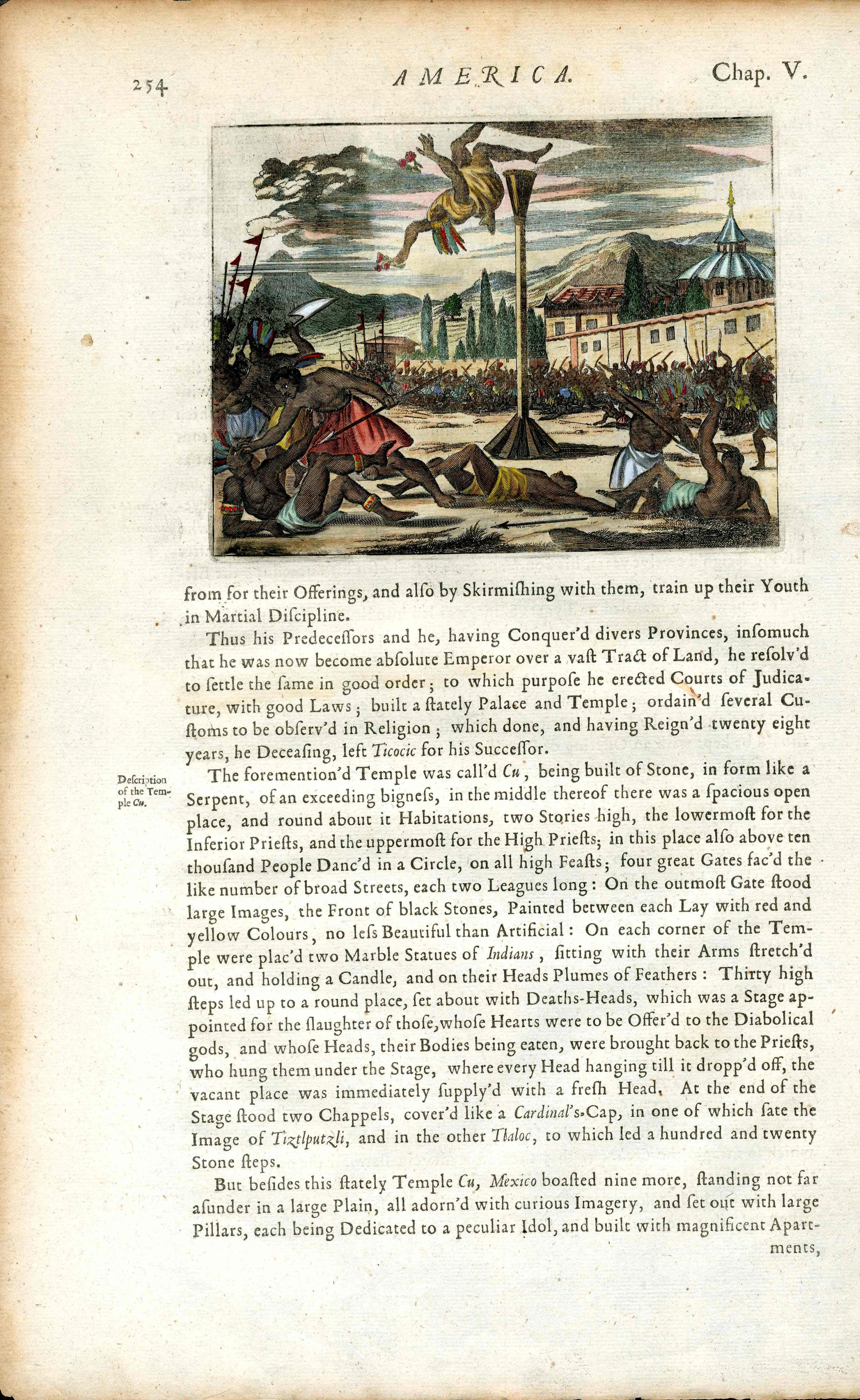 John Ogilby America 1671 Brother of Montezuma Taken at Chalco Mexico