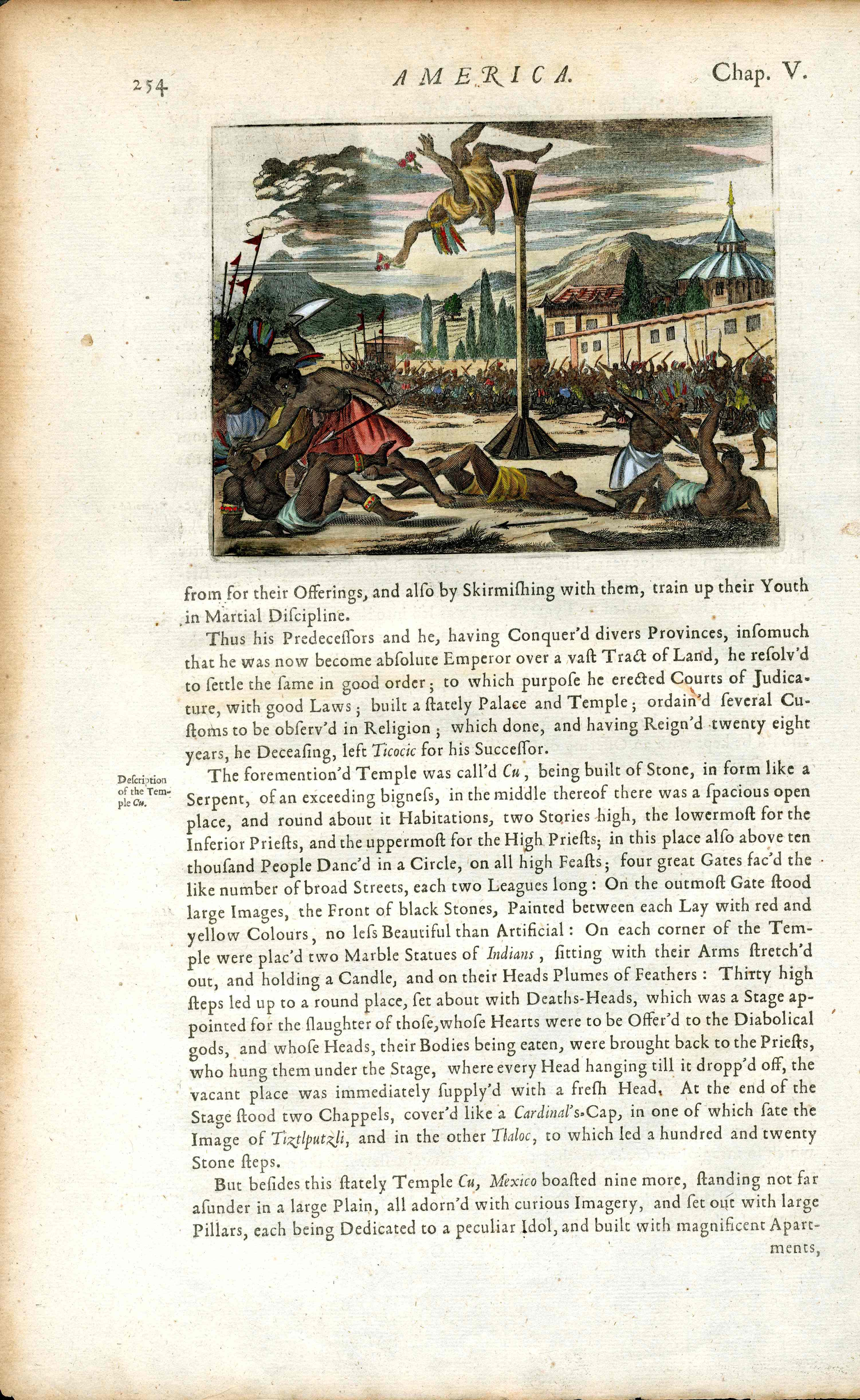 John Ogilby America 1671 Brother of Montezuma Taken at Chalco Mexico - Panteek Antique Prints