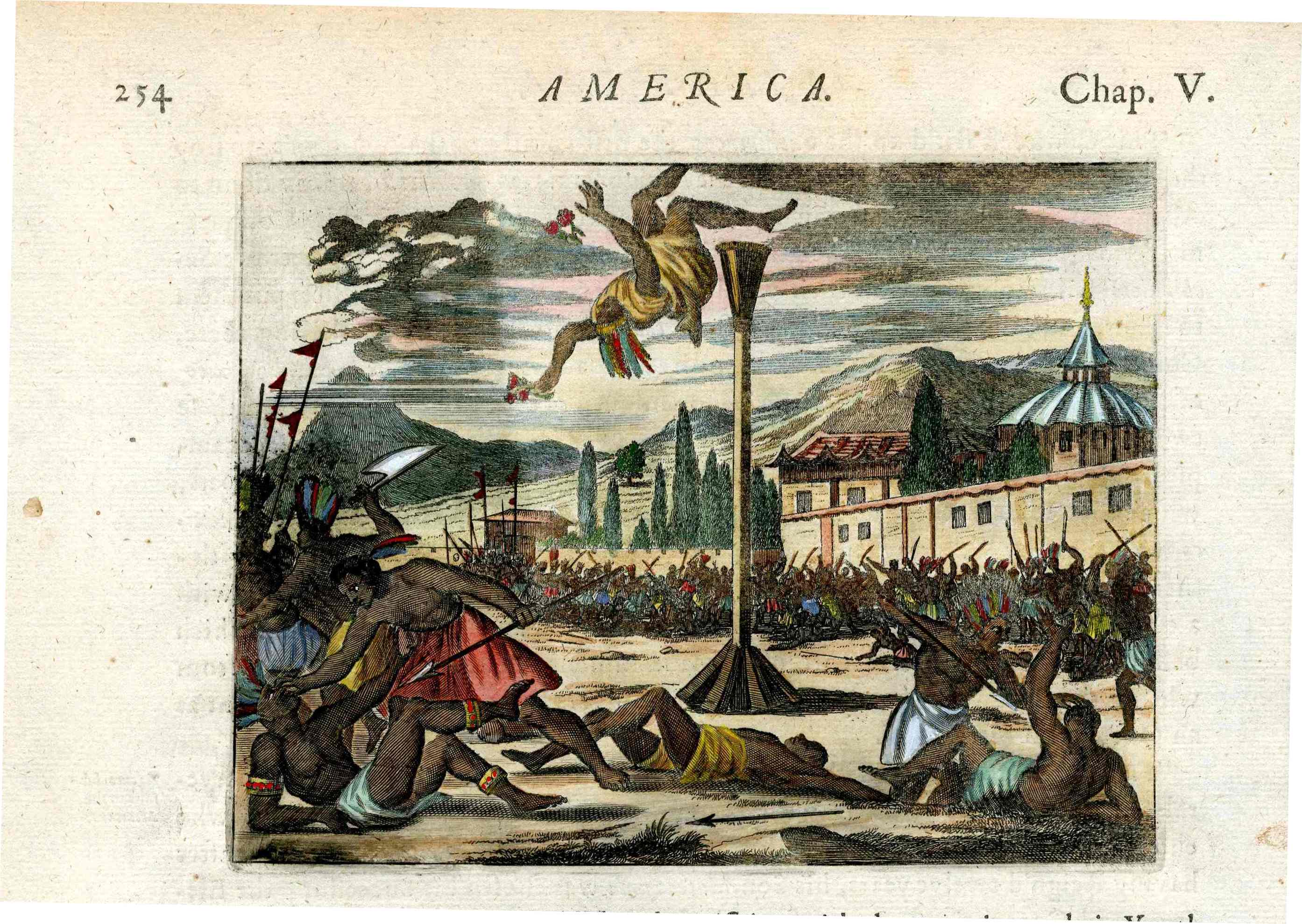 John Ogilby America 1671 Brother of Montezuma Taken at Chalco Mexico