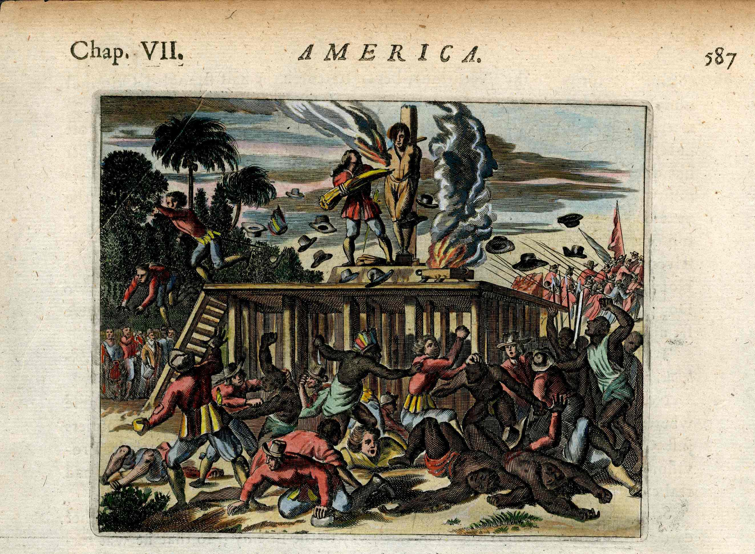 John Ogilby America 1671  Execution Portugese Soldier Reciffe Brazil