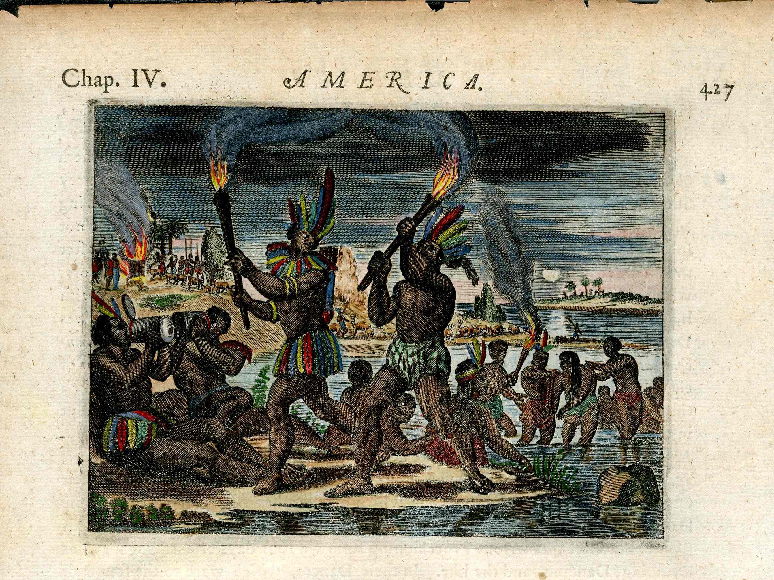 John Ogilby America 1671 Aztec Harvest Moon Ceremony