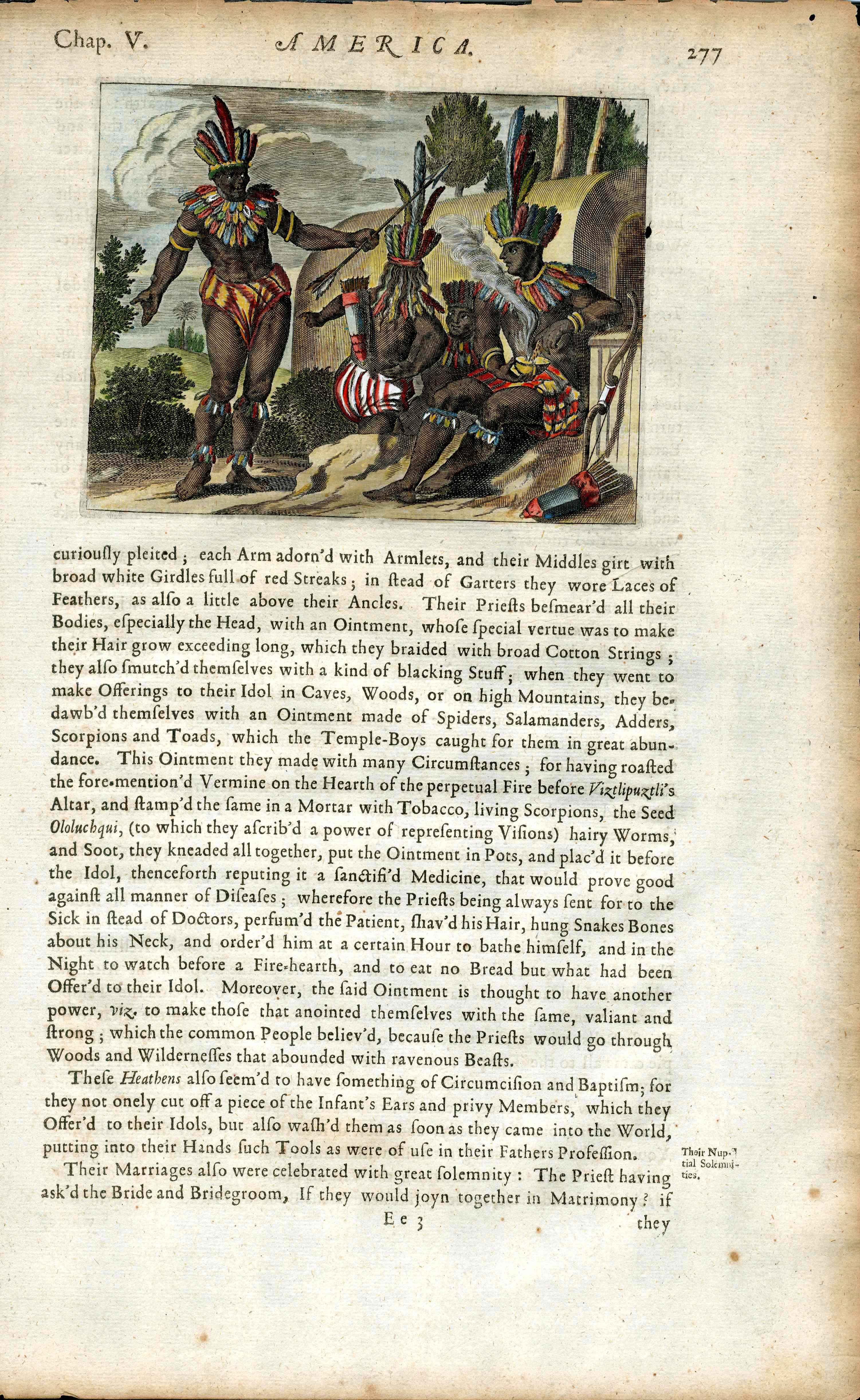 John Ogilby America 1671 Aztec Warriers Making Healing Ointments - Panteek Antique Prints
